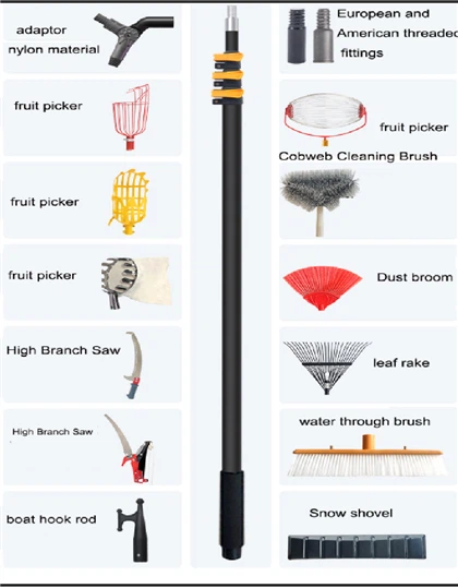 Poste de extensión telescópico de aluminio